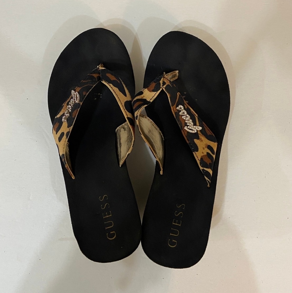 Guess, Animal Print Platform Flip Flops - Size 7.5 - image 1
